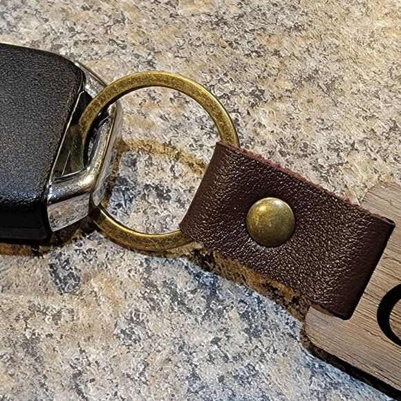 Personalized Photo and Handwriting Keychain - Antiqued Leather and Wood - Picture 5 of 8